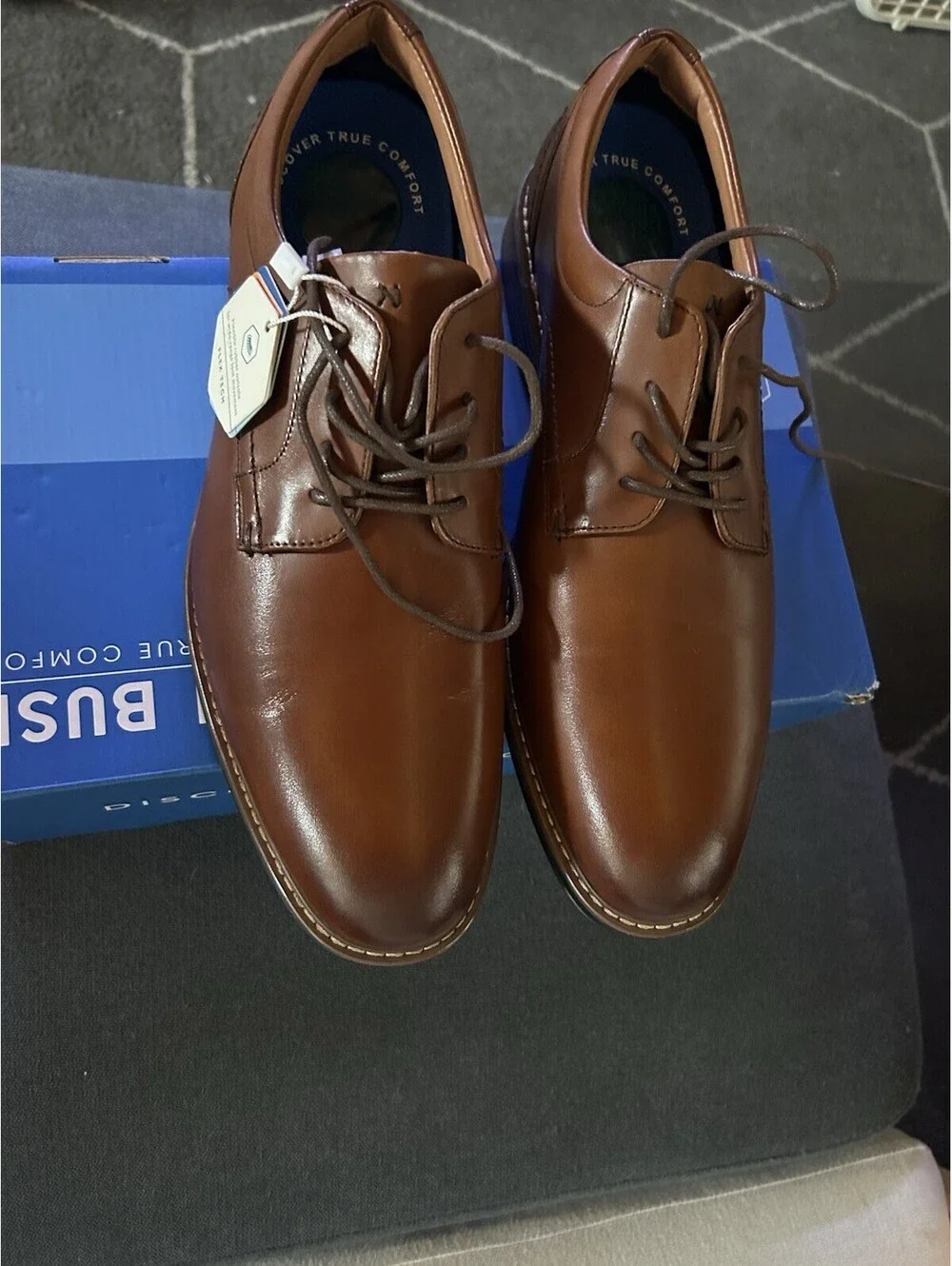 Nunn Bush Chase Plain Toe Oxford Men's Dress Casual Shoes - Cognac Multi
